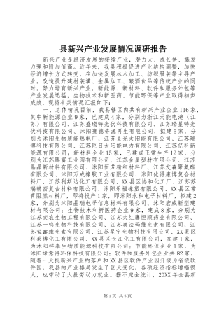 县新兴产业发展情况调研报告