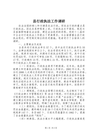 县行政执法工作调研