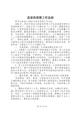 县宣传思想工作总结