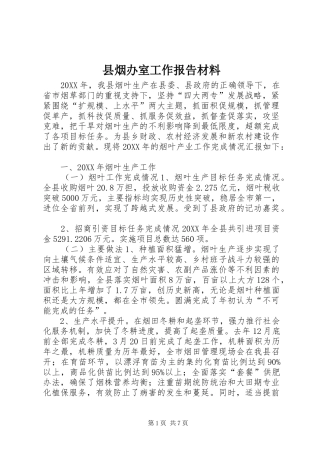 县烟办室工作报告材料