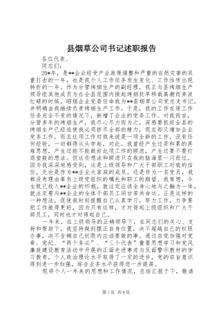 县烟草公司书记述职报告