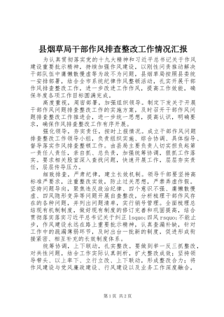 县烟草局干部作风排查整改工作情况汇报
