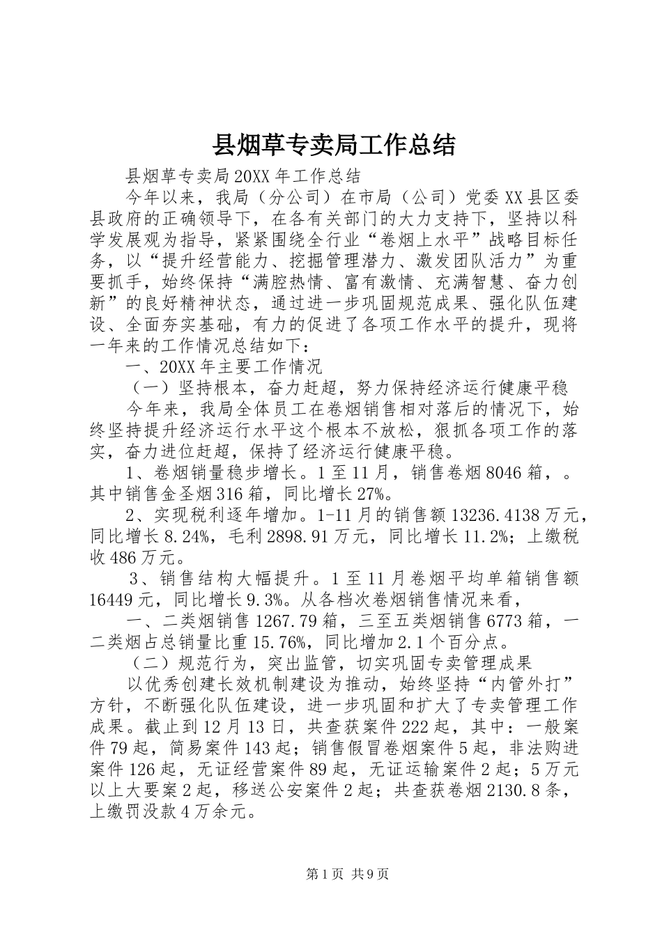 县烟草专卖局工作总结_第1页