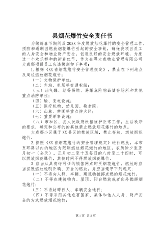 县烟花爆竹安全责任书