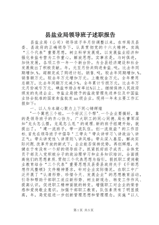 县盐业局领导班子述职报告