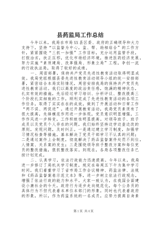 县药监局工作总结