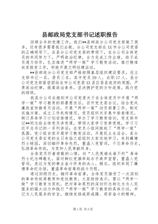 县邮政局党支部书记述职报告