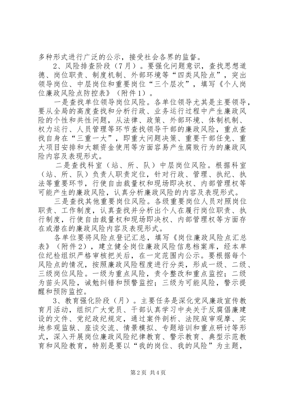 县展开岗位廉政风险教育工作办法_第2页