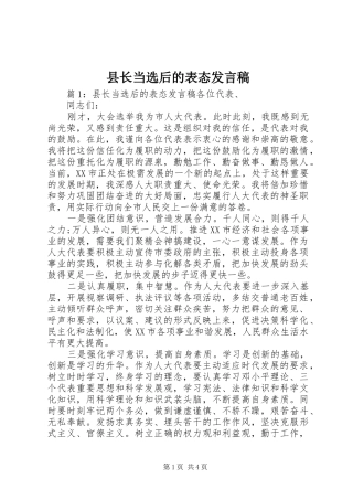 县长当选后的表态讲话稿