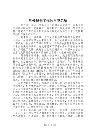 县长秘书工作的自我总结