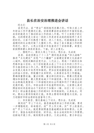县长在治安治理推进会致辞
