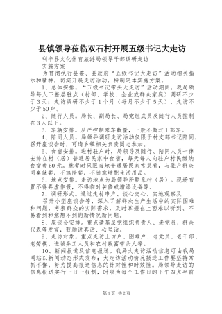 县镇领导莅临双石村开展五级书记大走访