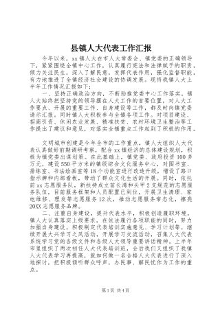 县镇人大代表工作汇报