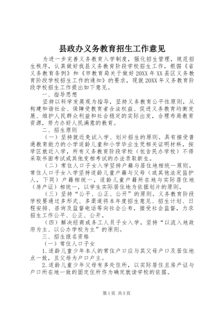 县政办义务教育招生工作意见