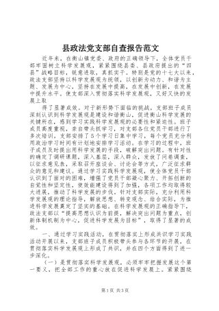 县政法党支部自查报告范文