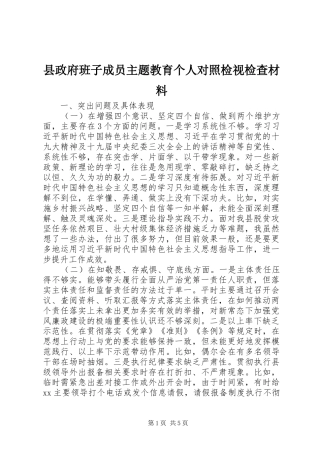 县政府班子成员主题教育个人对照检视检查材料