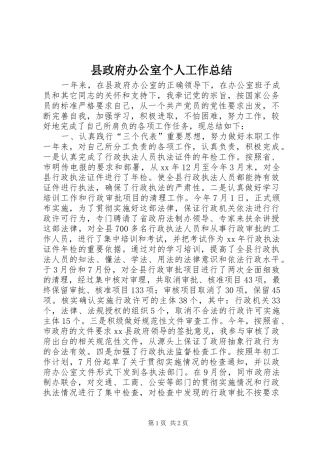县政府办公室个人工作总结