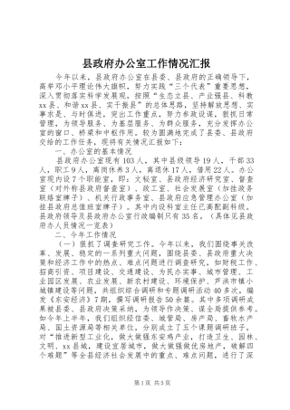 县政府办公室工作情况汇报