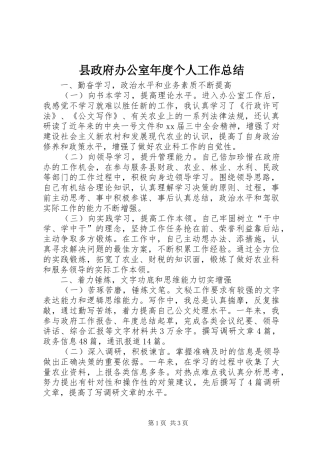 县政府办公室年度个人工作总结