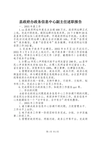 县政府办政务信息中心副主任述职报告