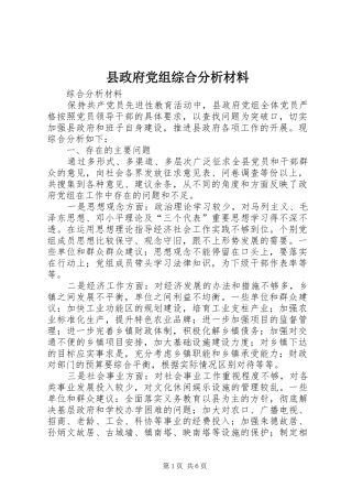 县政府党组综合分析材料