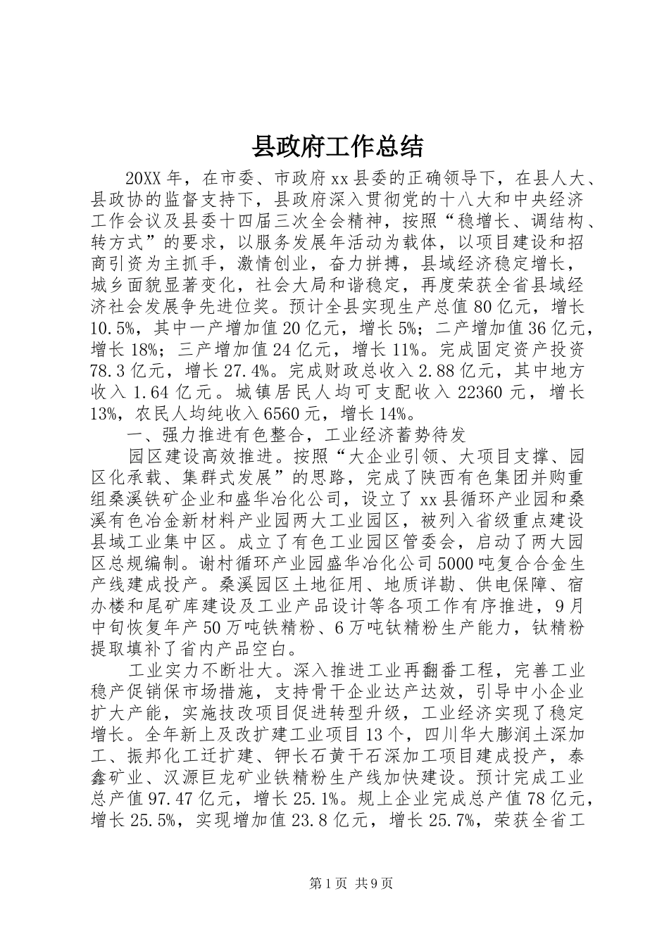县政府工作总结_第1页