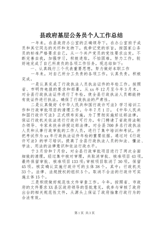 县政府基层公务员个人工作总结