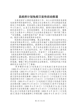 县政府计划免疫日宣传活动报道