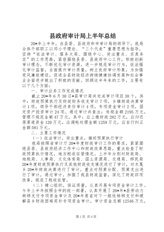 县政府审计局上半年总结