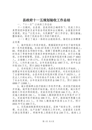 县政府十一五规划验收工作总结