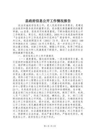 县政府信息公开工作情况报告