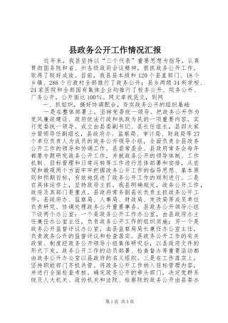 县政务公开工作情况汇报