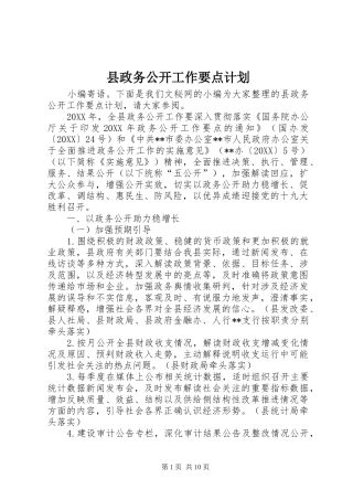 县政务公开工作要点计划