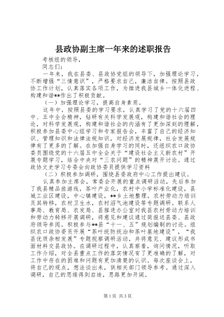 县政协副主席一年来的述职报告