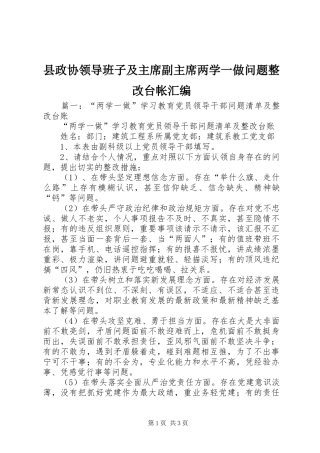 县政协领导班子及主席副主席两学一做问题整改台帐汇编