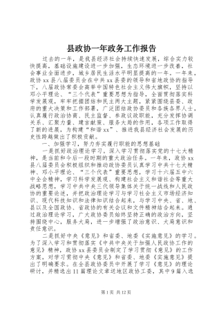 县政协一年政务工作报告