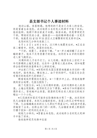 县支部书记个人事迹材料