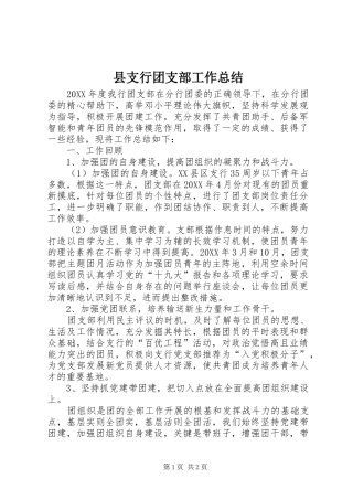 县支行团支部工作总结