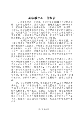 县职教中心工作报告