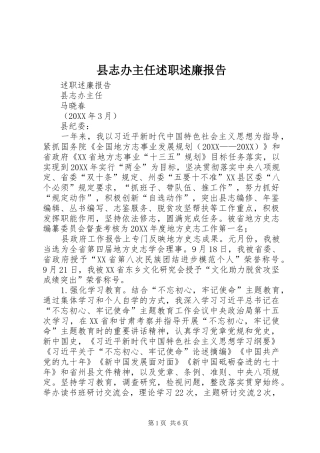 县志办主任述职述廉报告