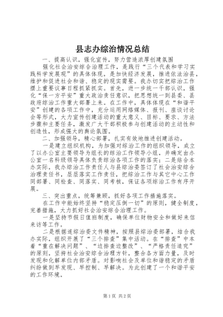 县志办综治情况总结
