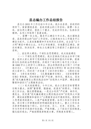 县志编办工作总结报告