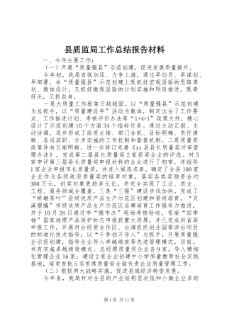 县质监局工作总结报告材料