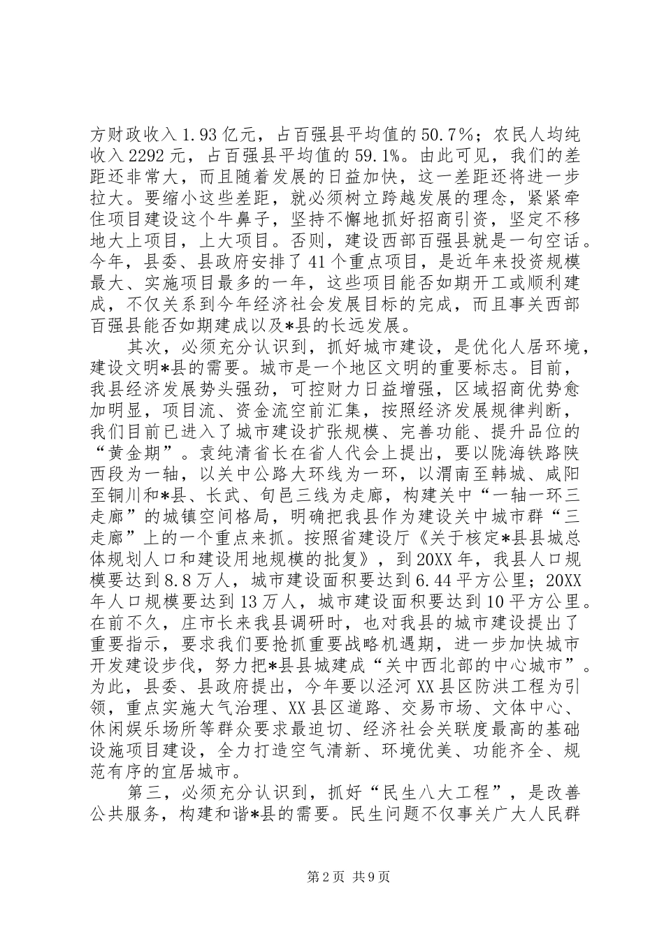 县重点项目建设工作致辞_第2页