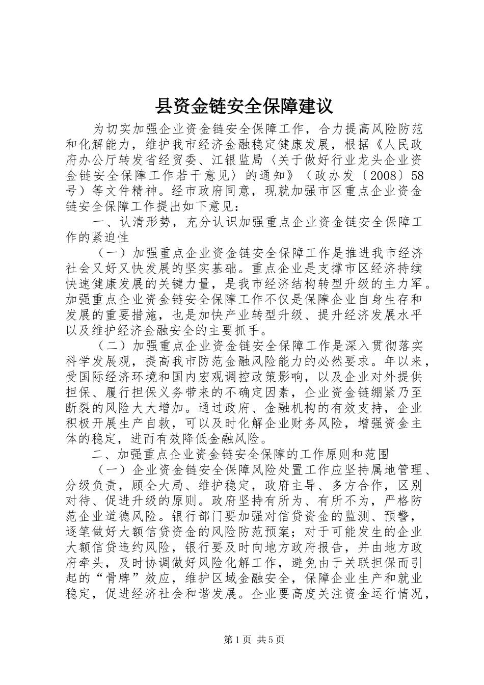 县资金链安全保障建议_第1页