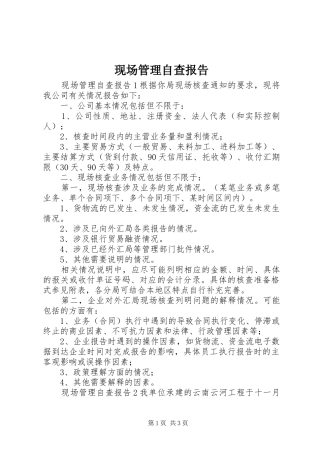 现场管理自查报告