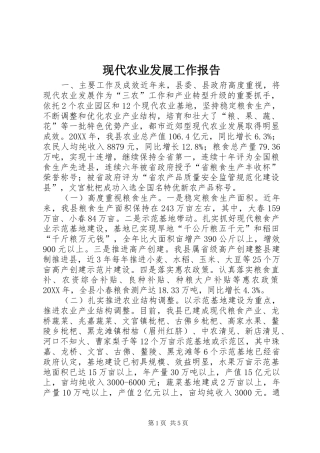 现代农业发展工作报告