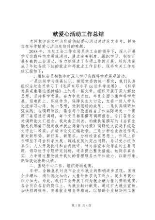 献爱心活动工作总结