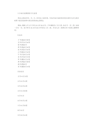 八字命宫表推算你今生富贵