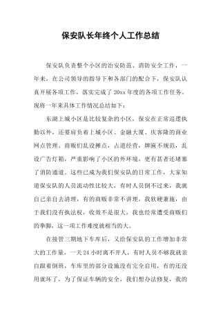保安队长年终个人工作总结